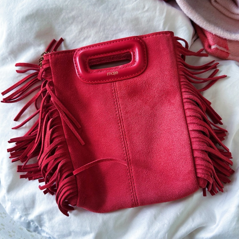 ❤️Maje | Mini Red Fringe Women's Bag (suede)❤️